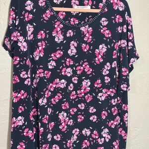 Allison Daley Pink and White Relaxed Blouse